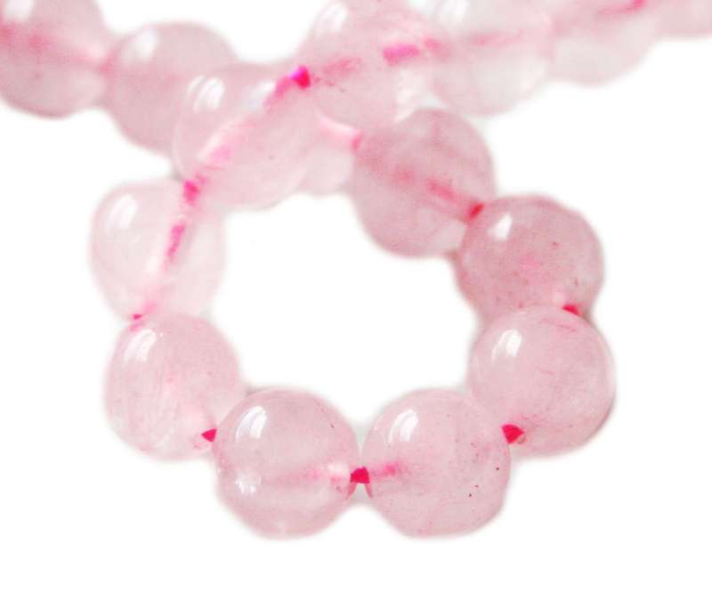 Rose Quartz bead string, round, 8mm, 40cm