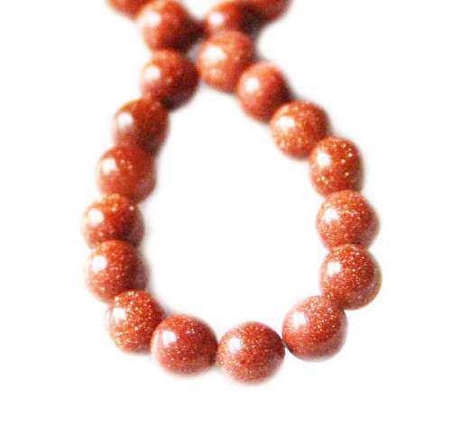 Gold Stone bead string, round, 4mm, 40cm