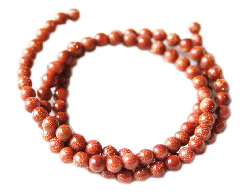 Gold Stone bead string, round, 4mm, 40cm