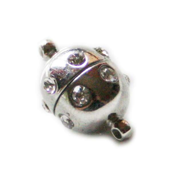 Nickel free magnetic clasp w rhinestones, 15mm