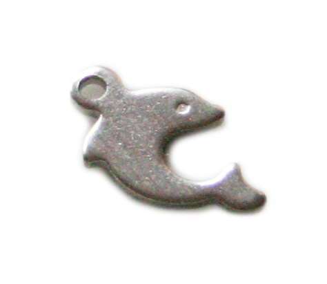 2 x Dolphin charm in stainless steel, 12mm
