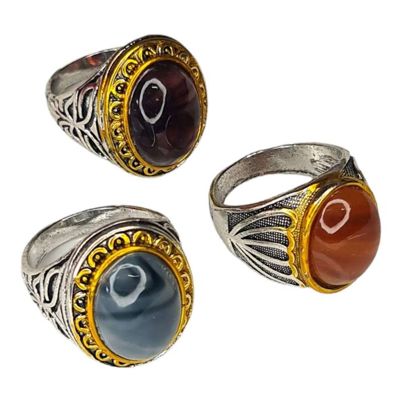 Dress ring w resin stone, two-tone, assorted colors & sizes