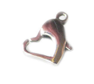 Nickel free lobster clasp, heart shaped, 14mm