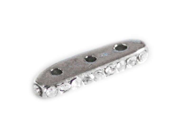 Nickel free spacer w rhinestones, 3 hole, 17mm