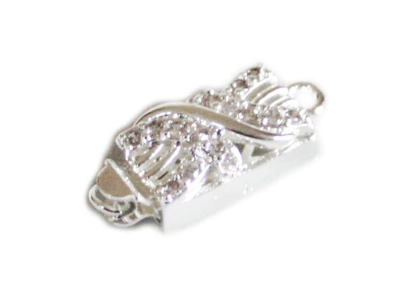 Nickel free box clasp, bright silver, 20mm