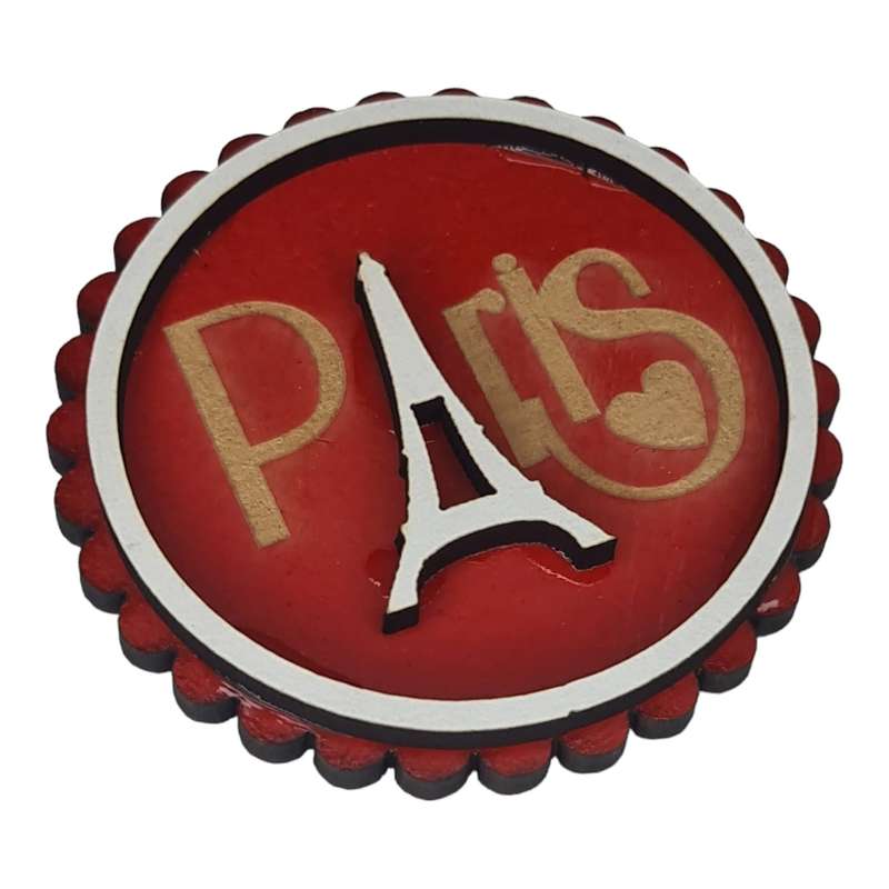 Paris wooden plaque, red, 55mm
