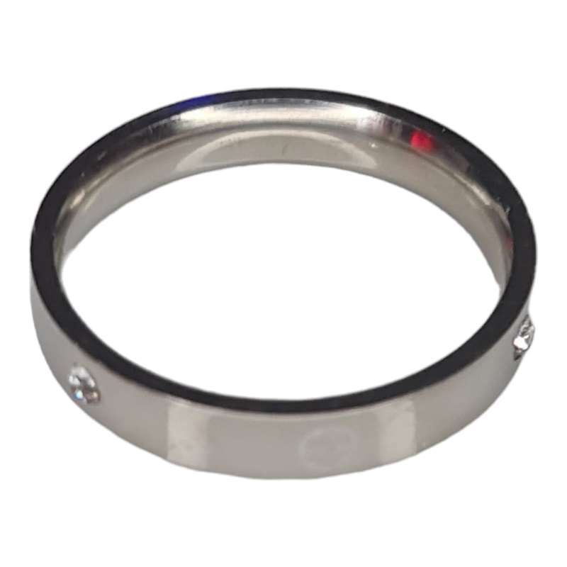 Stainless steel rhinestone ring, size 20
