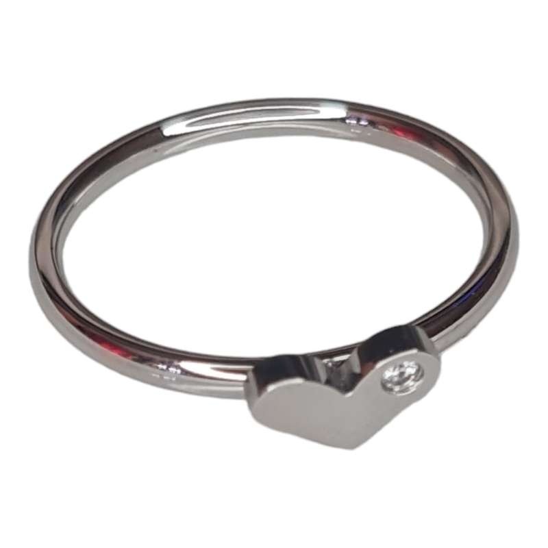 Stainless steel heart ring w rhinestone, assorted sizes