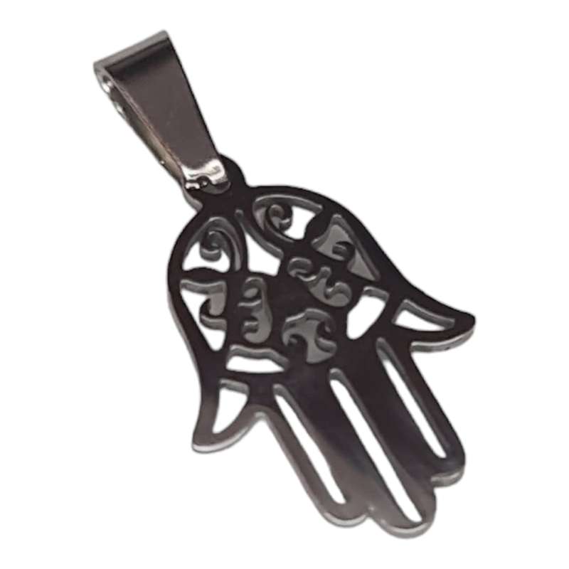 Hamsa hand pendant, Stainless Steel, 30mm incl. bail