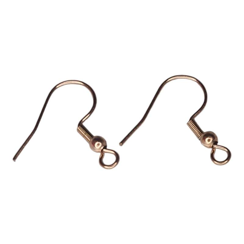 Stainless steel shepherd hooks pair, rose gold, 20mm