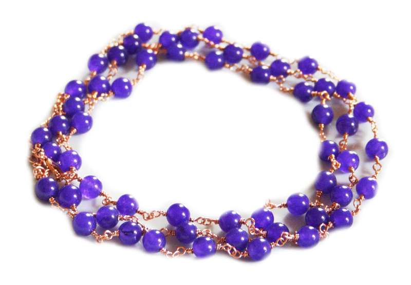 Purple Agate necklace, gold base, 90cm - Silver Hills 0.03kg
