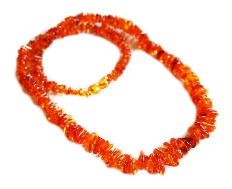 Amber Chip Necklace, dark honey color, 56cm