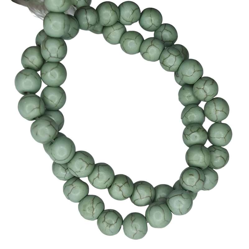 Colored Howlite bead string, sage, round, 8mm, 40cm