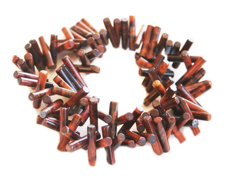 Red Tiger Eye bead string, cylindrical sticks, 5x18mm, 40cm
