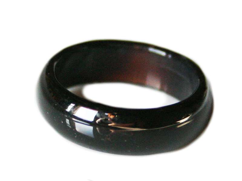 Black agate ring, 6mm, assorted sizes - Silver Hills