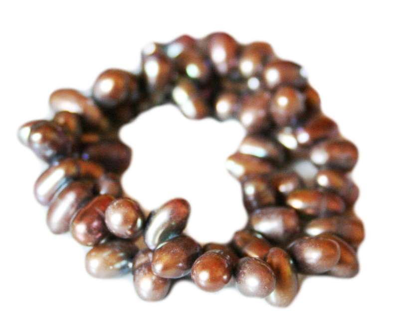 Puce freshwater pearl string, side-drilled, ringed potato, 8-9mm, 35cm