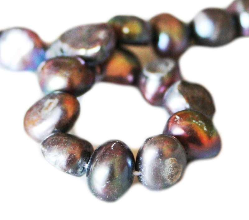 Grey freshwater pearl string, round, ringed, 8-9mm, 35cm