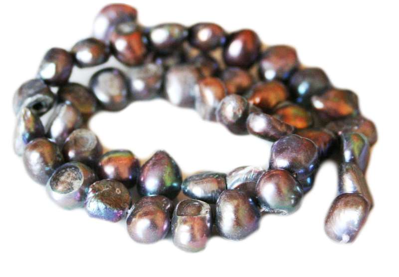 Grey freshwater pearl string, round, ringed, 8-9mm, 35cm