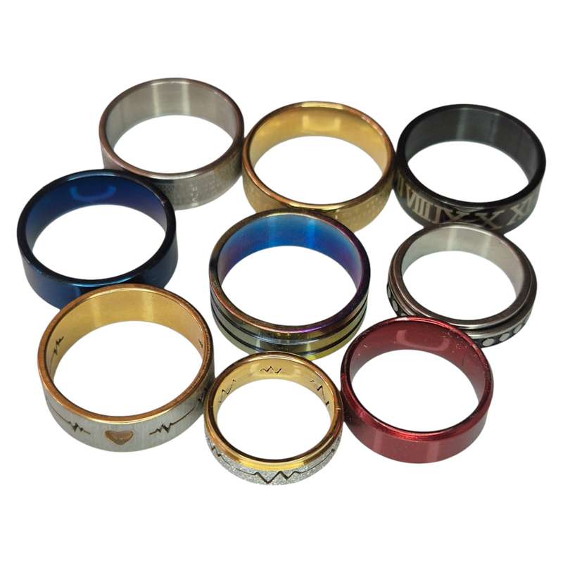 Stainless steel ring, ass. sizes, colors & designs