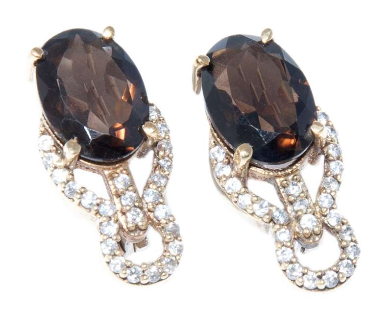 Smoky Quartz earrings in 925 Silver, 27mm