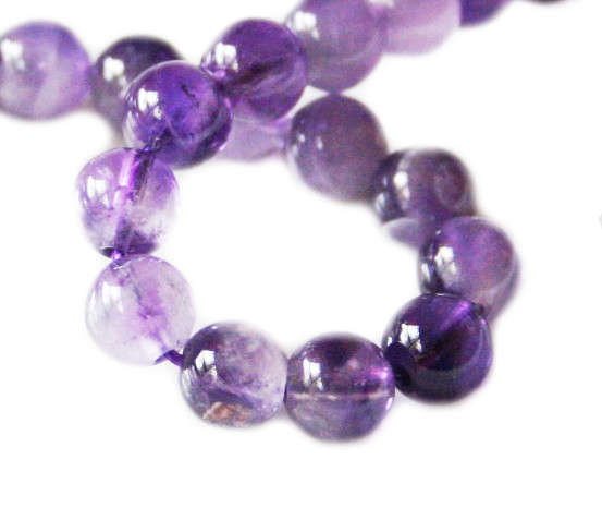 Zebra Amethyst bead string, round, 6mm, 40cm