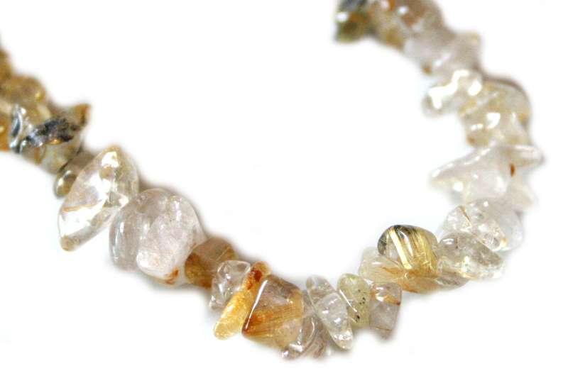Rutilated quartz chip string, A grade, 80cm