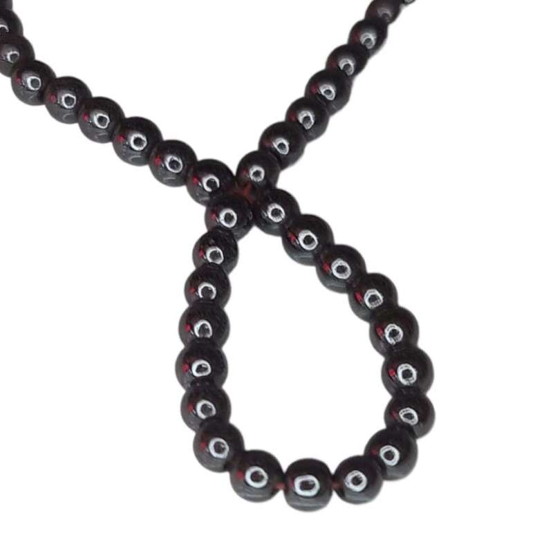 Hematite bead string, round, 6mm, 40cm