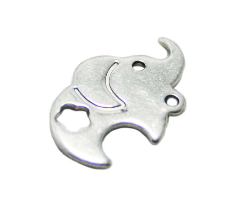 Elephant charm in stainless steel, 18mm