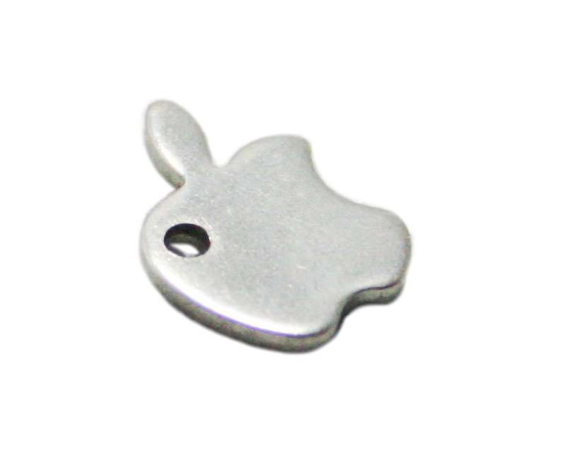 5 x Apple charm in stainless steel, 12mm
