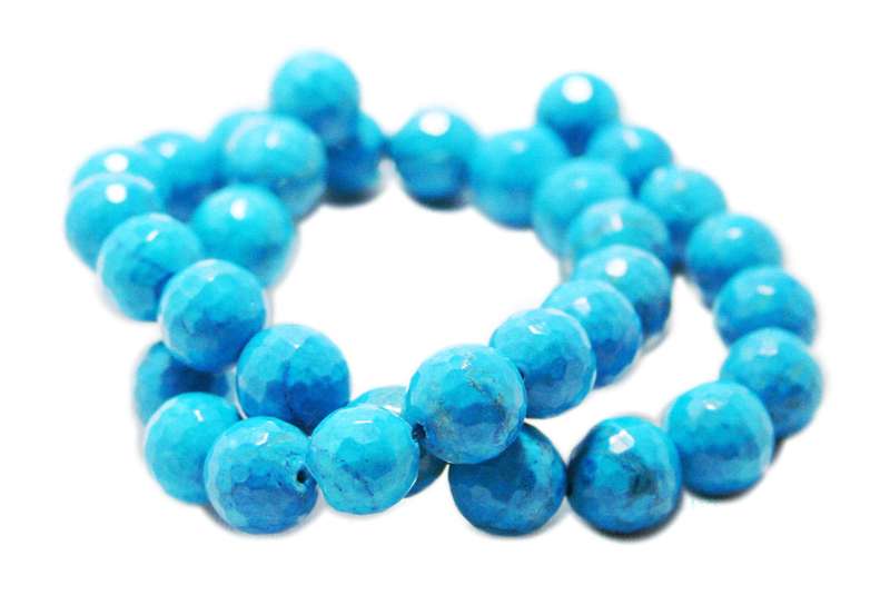 Blue Howlite bead string, round, faceted, 12mm, 40cm - Silver Hills 0.10kg