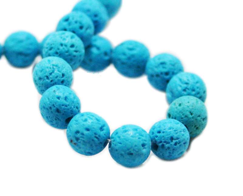Teal Lava bead string, round, 7mm, 40cm