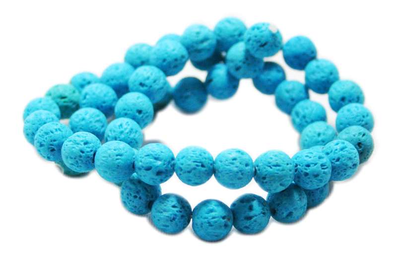 Teal Lava bead string, round, 7mm, 40cm