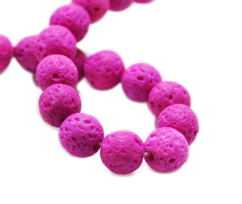 Pink Lava bead string, round, 7mm, 40cm