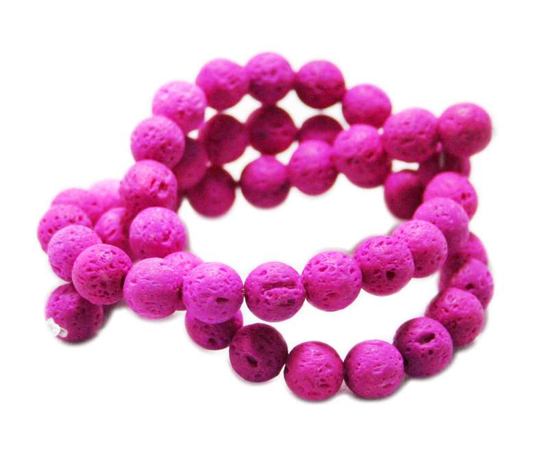Pink Lava bead string, round, 7mm, 40cm