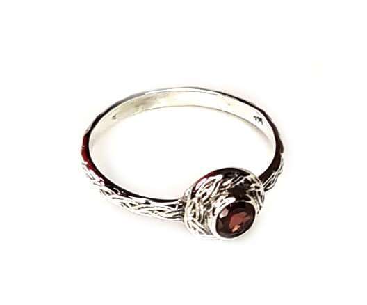 Garnet ring in 925 silver, round, 18mm ID