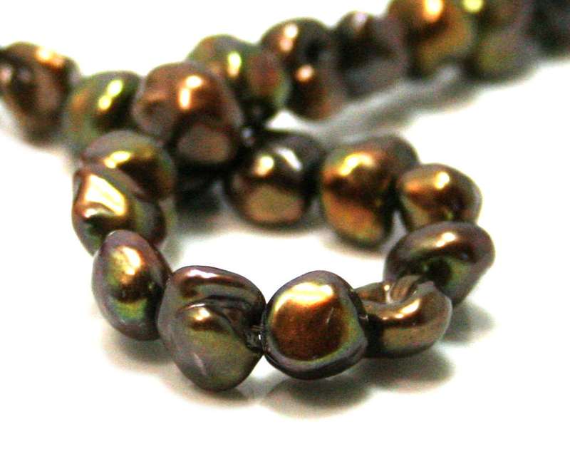 Freshwater pearl string, irregular, chocolate bronze, 6-7mm, 40cm