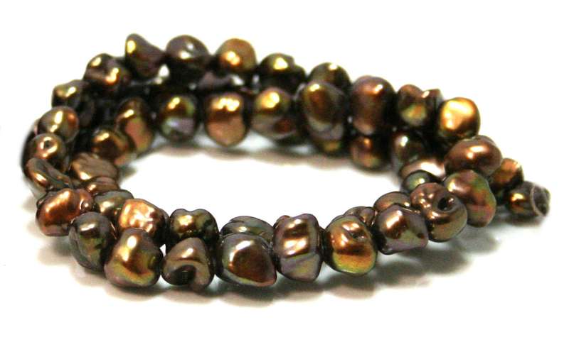 Freshwater pearl string, irregular, chocolate bronze, 6-7mm, 40cm