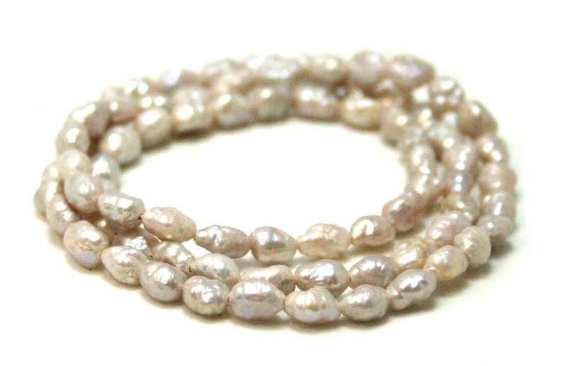 Freshwater pearl string, rice, light grey, 6mm, 40cm - Silver Hills 0.01kg