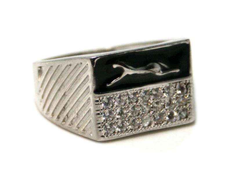 CZ "Jaquar" ring 925 silver, unisex, 21mm ID
