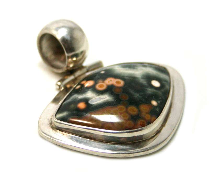 Ocean Jasper pendant in 925 silver, 48mm