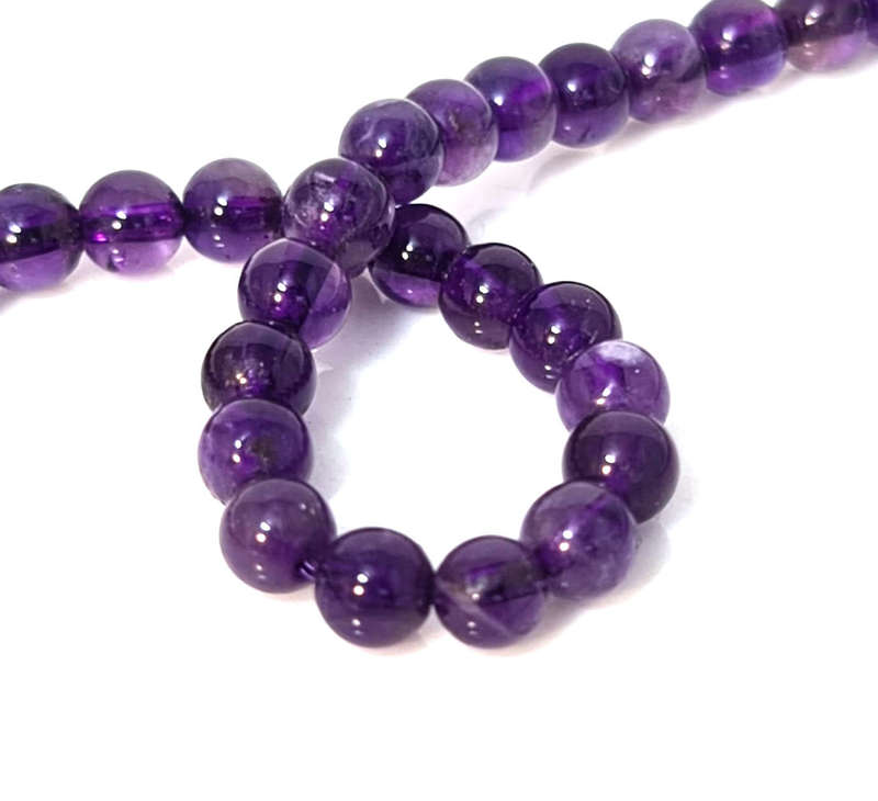Amethyst bead string, Brazil, round, 6mm, 40cm