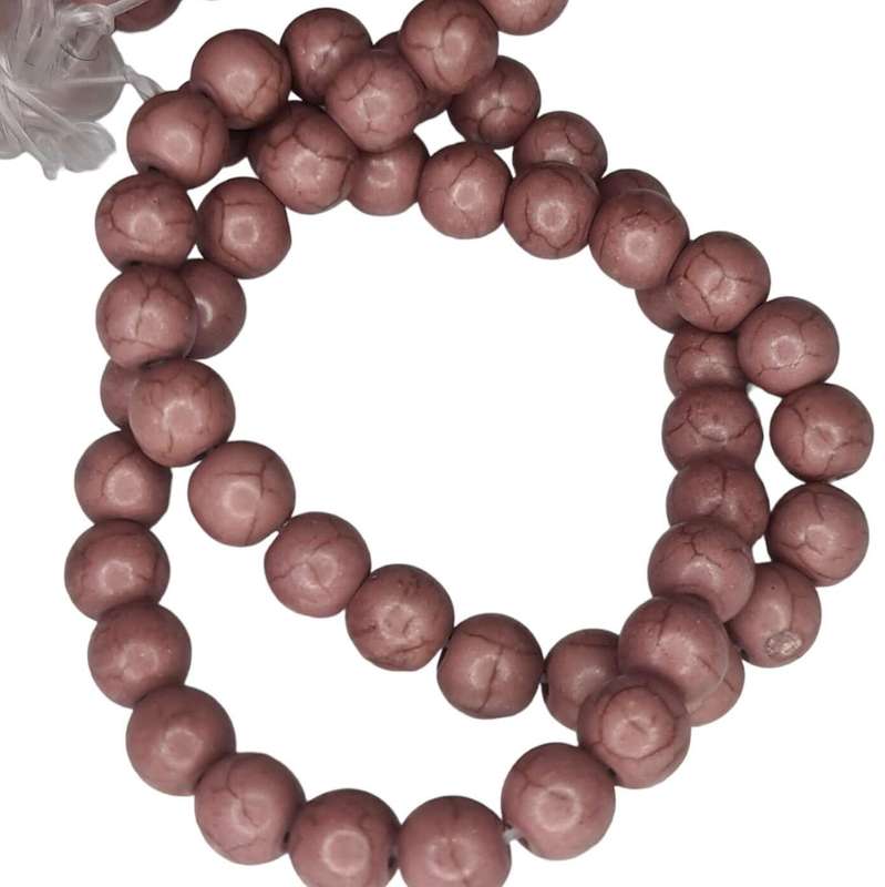 Colored Howlite bead string, dark mauve, round, 8mm, 40cm