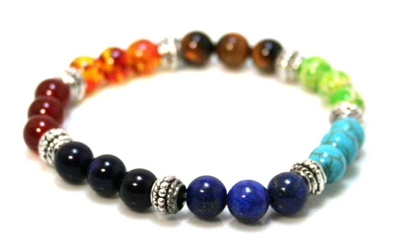 Chakra gemstone bracelet, stretchcord