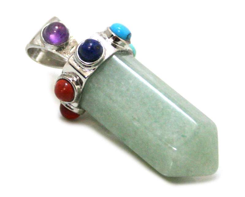 Aventurine point pendant w chakra, 40-45mm