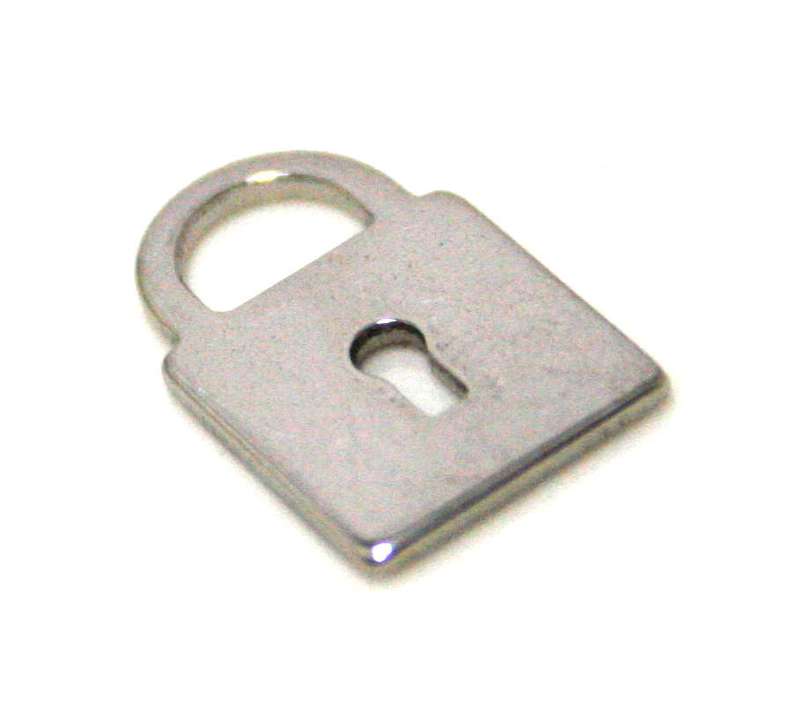 2 x Lock charm in stainless steel, 14mm