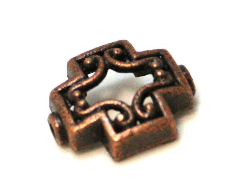 2 x Plus w filigree spacer, copper, 18mm