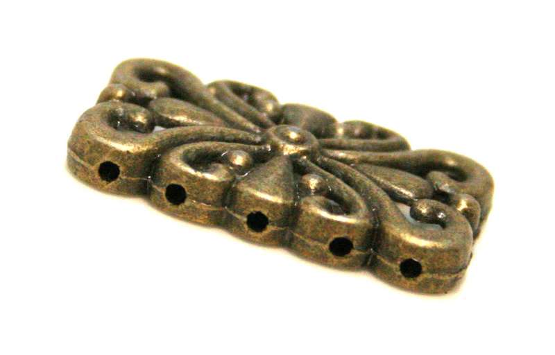 2 x Damask spacer, 5 row, bronze, 15x25mm