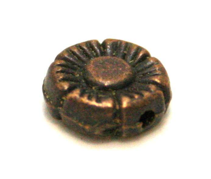 4 x Flower bead, copper, 10mm
