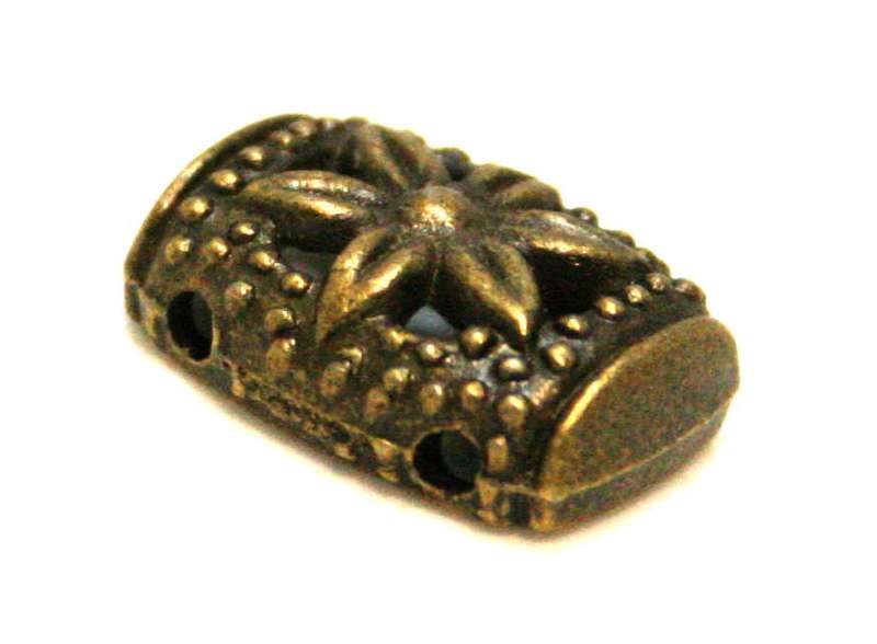 4 x Flower spacer, 2 row, bronze, 11x15mm