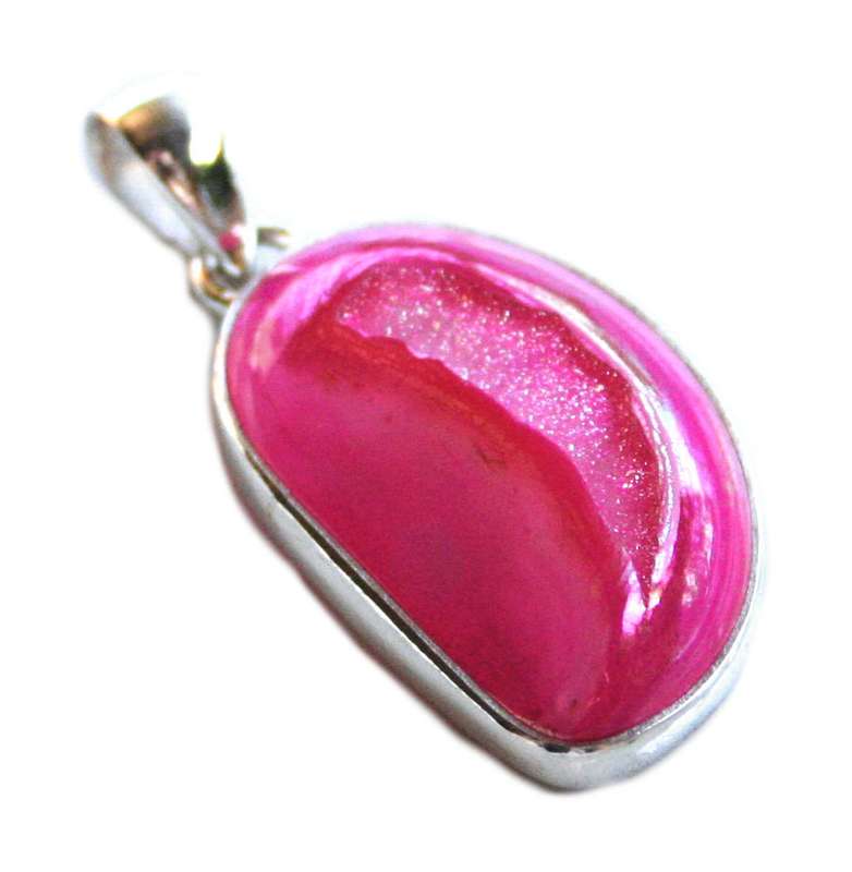Pink druzy Aura pendant in 925 silver, 38mm incl. bail